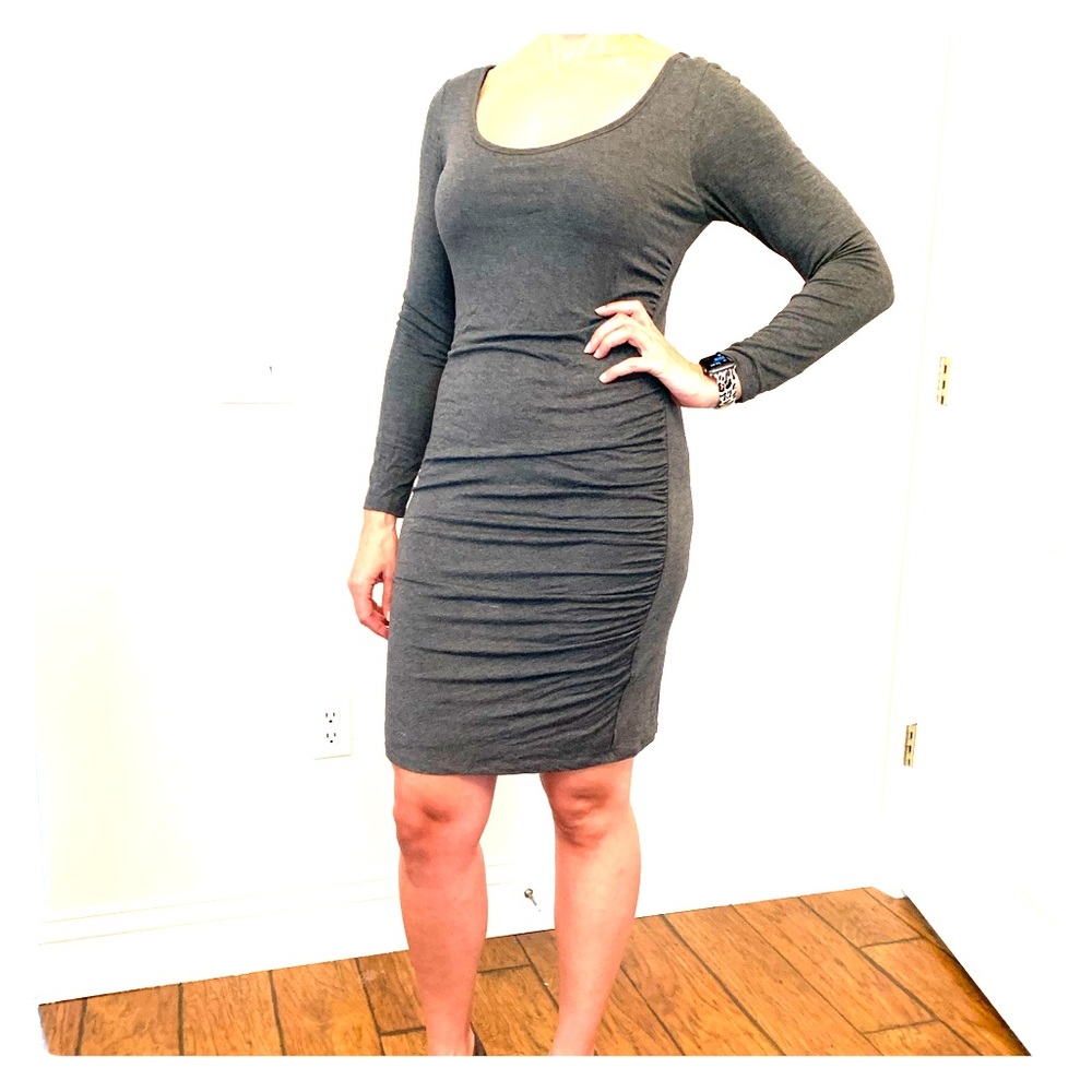 Gray cotton long sleeve dress